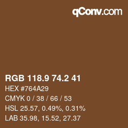 Color code: RGB 118.9 74.2 41 | qconv.com