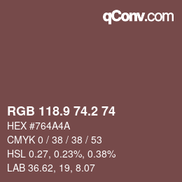 Color code: RGB 118.9 74.2 74 | qconv.com