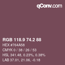 Color code: RGB 118.9 74.2 88 | qconv.com