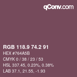Color code: RGB 118.9 74.2 91 | qconv.com