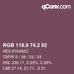 Color code: RGB 118.9 74.2 92 | qconv.com