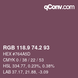 Color code: RGB 118.9 74.2 93 | qconv.com