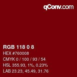 颜色代码: RGB 118 0 8 | qconv.com