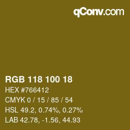 Color code: RGB 118 100 18 | qconv.com