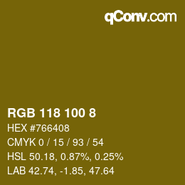 カラーコード: RGB 118 100 8 | qconv.com