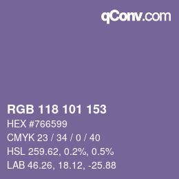 カラーコード: RGB 118 101 153 | qconv.com