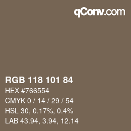 Farbcode: RGB 118 101 84 | qconv.com