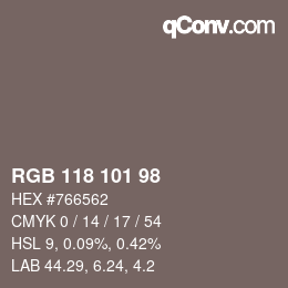 Farbcode: RGB 118 101 98 | qconv.com