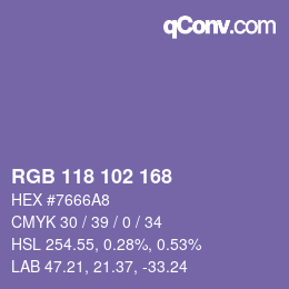 Color code: RGB 118 102 168 | qconv.com
