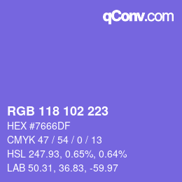 Color code: RGB 118 102 223 | qconv.com