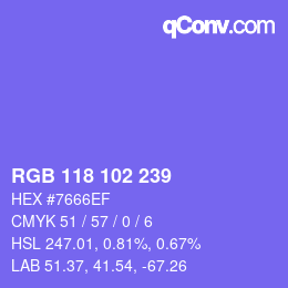 Color code: RGB 118 102 239 | qconv.com