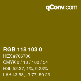 カラーコード: RGB 118 103 0 | qconv.com