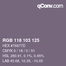 Color code: RGB 118 103 125 | qconv.com