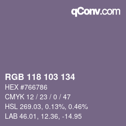 Color code: RGB 118 103 134 | qconv.com
