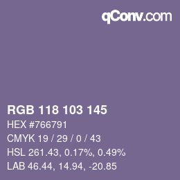 カラーコード: RGB 118 103 145 | qconv.com