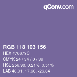 Color code: RGB 118 103 156 | qconv.com