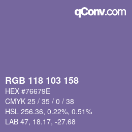 Código de color: RGB 118 103 158 | qconv.com