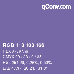 カラーコード: RGB 118 103 166 | qconv.com