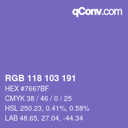 カラーコード: RGB 118 103 191 | qconv.com
