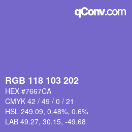 Color code: RGB 118 103 202 | qconv.com