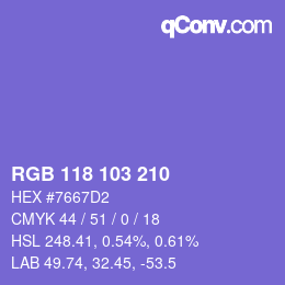 Color code: RGB 118 103 210 | qconv.com
