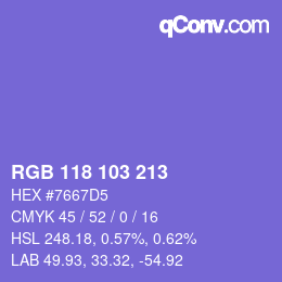 Color code: RGB 118 103 213 | qconv.com
