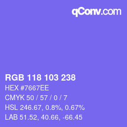 Color code: RGB 118 103 238 | qconv.com
