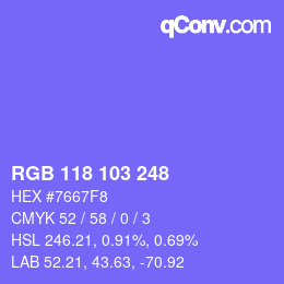Color code: RGB 118 103 248 | qconv.com