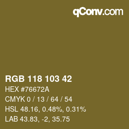 カラーコード: RGB 118 103 42 | qconv.com