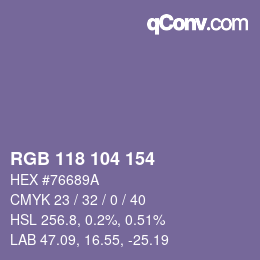 Color code: RGB 118 104 154 | qconv.com