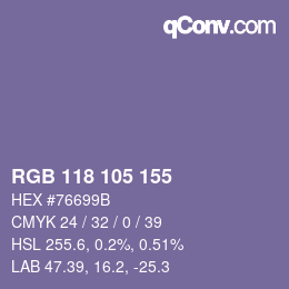カラーコード: RGB 118 105 155 | qconv.com