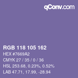 Color code: RGB 118 105 162 | qconv.com
