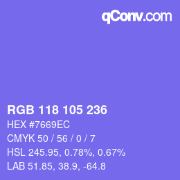 カラーコード: RGB 118 105 236 | qconv.com