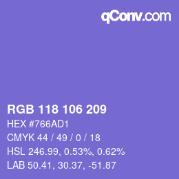 Color code: RGB 118 106 209 | qconv.com