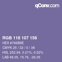 カラーコード: RGB 118 107 158 | qconv.com