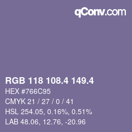 カラーコード: RGB 118 108.4 149.4 | qconv.com