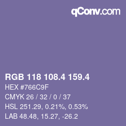 カラーコード: RGB 118 108.4 159.4 | qconv.com