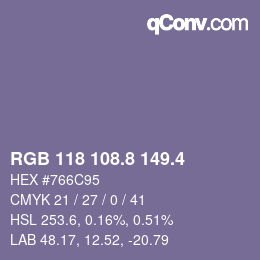 カラーコード: RGB 118 108.8 149.4 | qconv.com