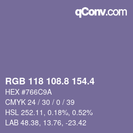 カラーコード: RGB 118 108.8 154.4 | qconv.com