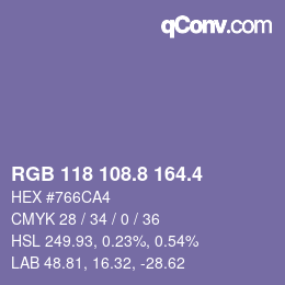 カラーコード: RGB 118 108.8 164.4 | qconv.com