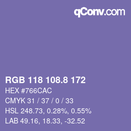 カラーコード: RGB 118 108.8 172 | qconv.com