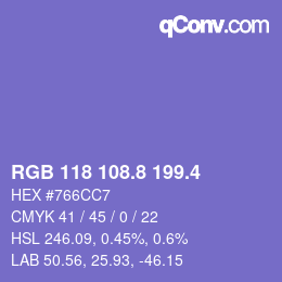 カラーコード: RGB 118 108.8 199.4 | qconv.com