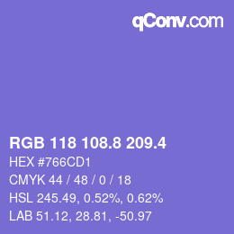 カラーコード: RGB 118 108.8 209.4 | qconv.com