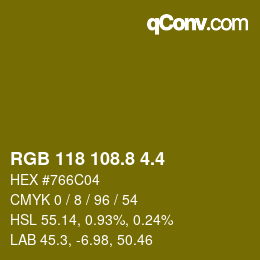 カラーコード: RGB 118 108.8 4.4 | qconv.com