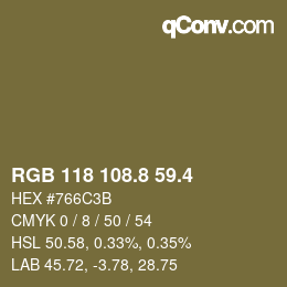 カラーコード: RGB 118 108.8 59.4 | qconv.com