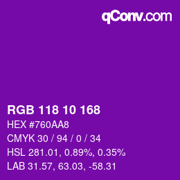 Color code: RGB 118 10 168 | qconv.com