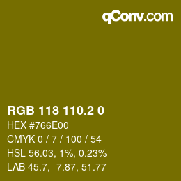 カラーコード: RGB 118 110.2 0 | qconv.com