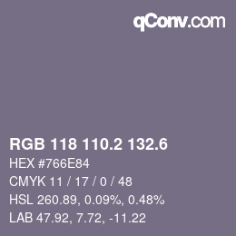 カラーコード: RGB 118 110.2 132.6 | qconv.com