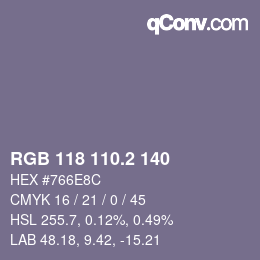 カラーコード: RGB 118 110.2 140 | qconv.com