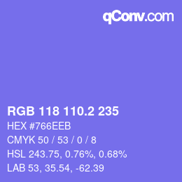 カラーコード: RGB 118 110.2 235 | qconv.com